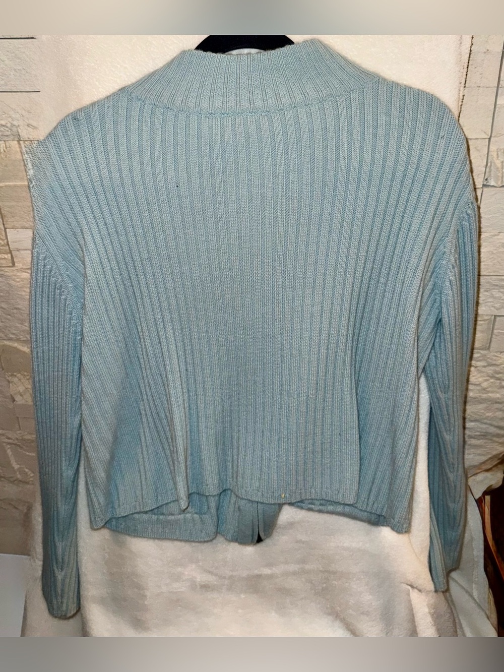Boston Proper Pale Blue Ribbed Zip Cardigan - Picture 2 of 4